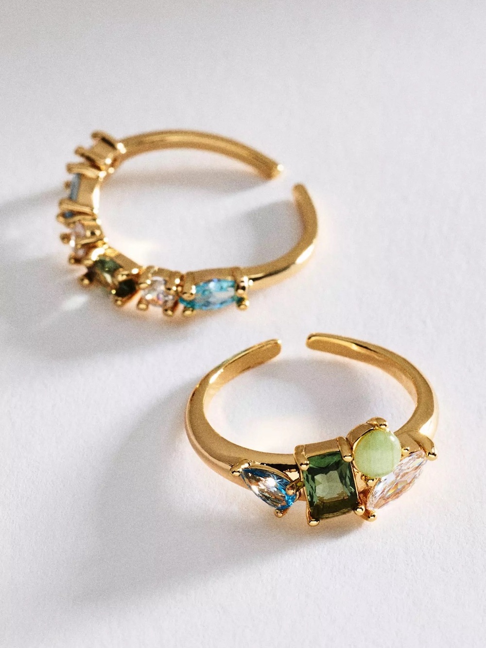 NWT Anthropologie Crystal Cluster Rings, Set of 2, Turquoise